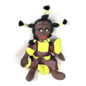 African Handmade Cloth Doll Ethnic Folk Art Rag Doll 12" Vintage